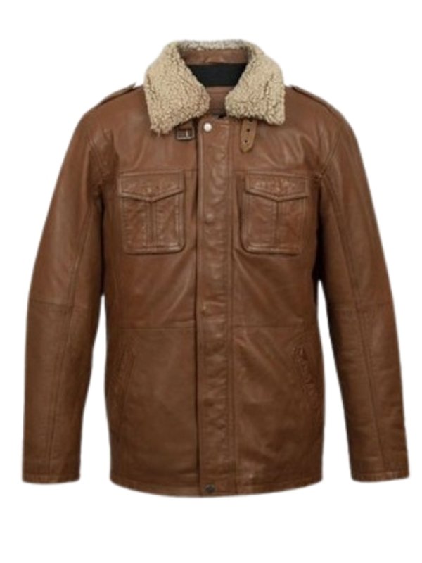 Brown Leather Blazer Jacket