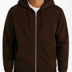 Plain Brown Zip Up Hoodie