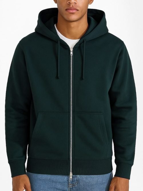 Plain Green Full Zip Hoodie