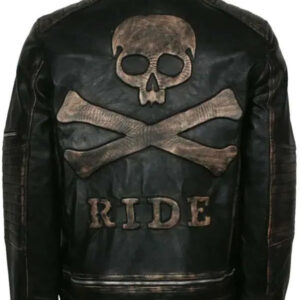 Skull Ride Distressed Leather Jacket