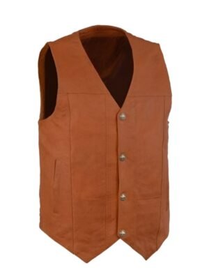 Men Snap-Tab Brown Vest