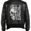 Stay Wild and Free Black Leather Jacket