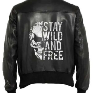 Stay Wild and Free Black Leather Jacket