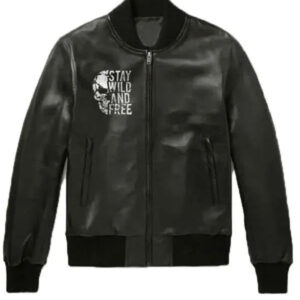 Stay Wild and Free Black Leather Jacket