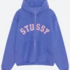 Stussy Faded Graphic Blue Zip Up Hoodie