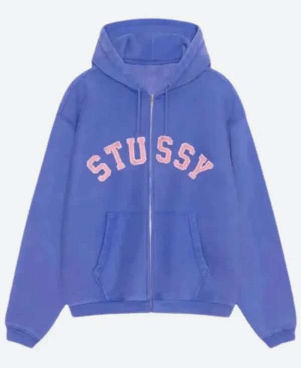 Stussy Faded Graphic Blue Zip Up Hoodie