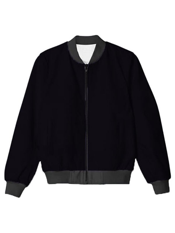 Unisex Plain Black Bomber Jacket