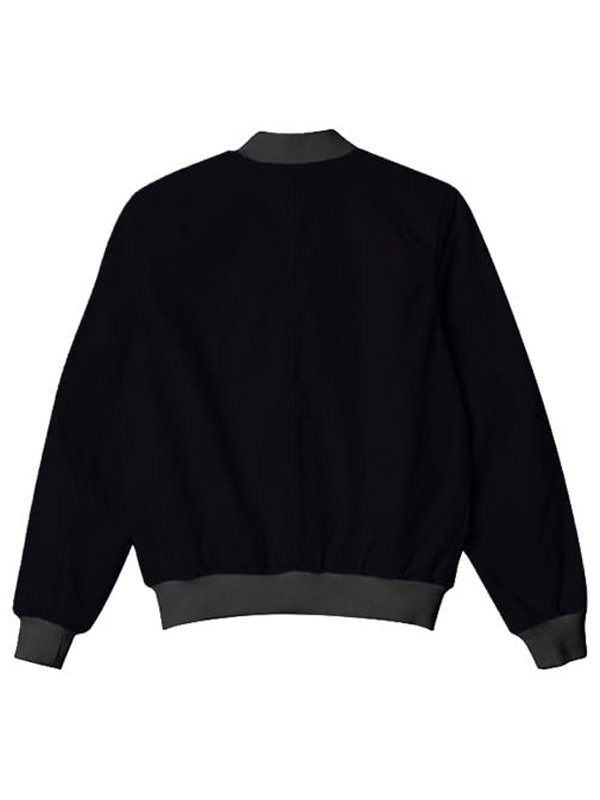 Unisex Plain Black Bomber Jacket