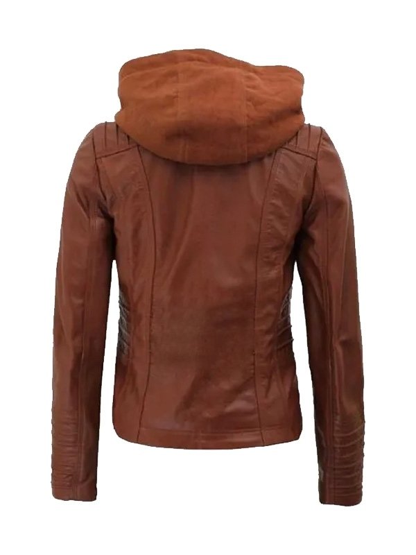 Womens Cafe Racer Brown Leather Jacket - Image 2