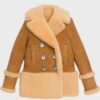 Women’s Brown Shearling Peacoat