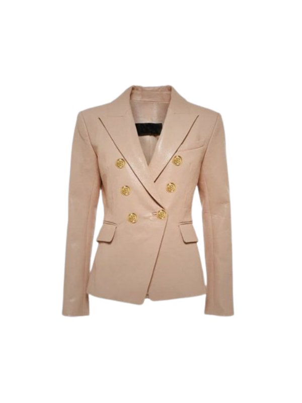 Womens Pink Leather Blazer