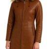 Women’s Brown Belted Leather Coat