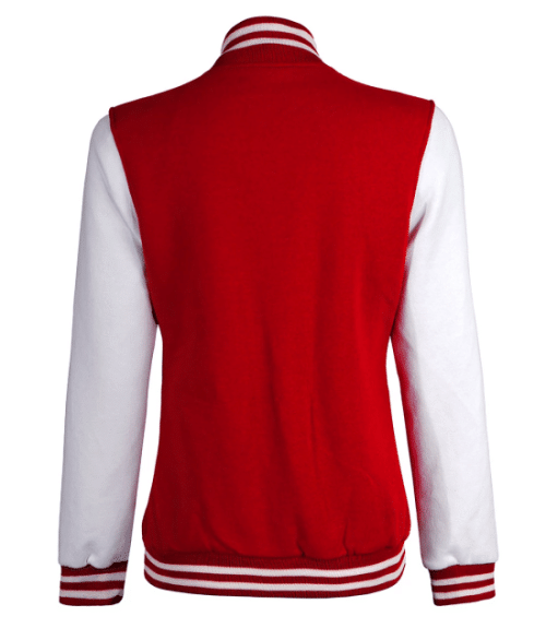 Womens Red & White Letterman Jacket - Image 2