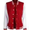 Womens Red & White Letterman Jacket