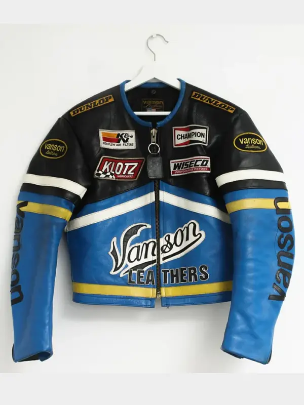 Blue Vanson Leather Motorcycle Jacket