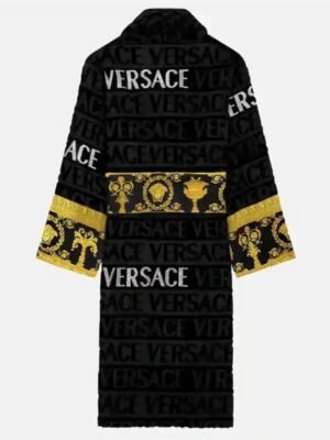 Kaia Wiza Flash Versace Word Black Bath Robe - Image 2