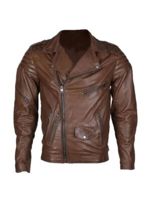 Men’s Biker Brown Leather Jacket