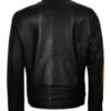 Men’s Biker Yellow Star Black Leather Jacket