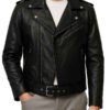 Mens Black Double-Zip Moto Jacket
