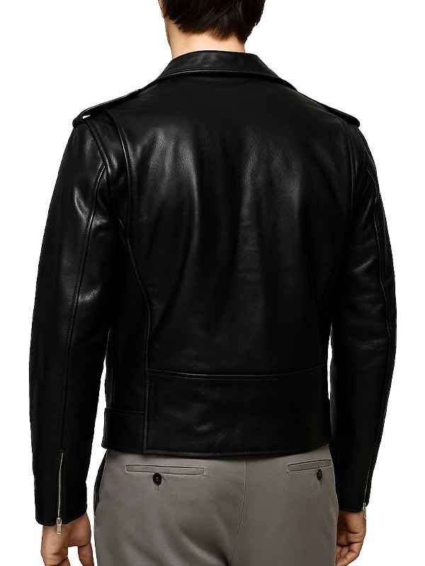 Mens Black Double-Zip Moto Jacket
