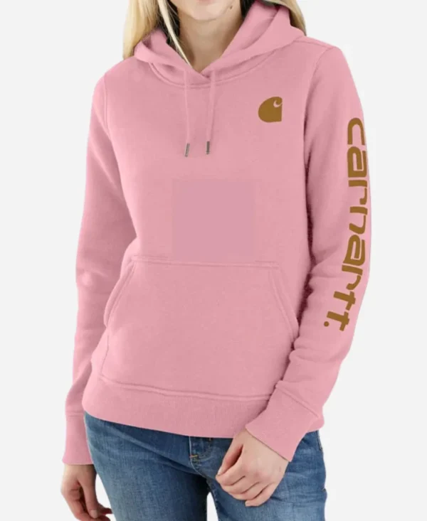 Pink Carhartt Sleeve Logo Hoodie