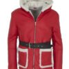 Santa Claus Christmas Red Fur Leather Coat Jacket