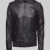 Black MA-1 Bomber Leather Jacket