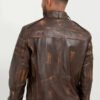 Brown Distressed Cafe Racer Leather Jacket For Mens