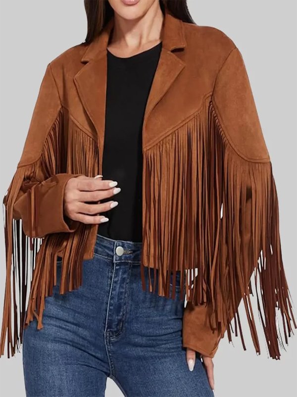 Brown Western Style Fringed Jacket