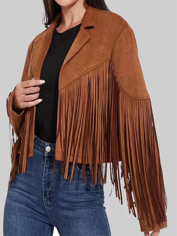 Brown Western Style Fringed Jacket - Image 2