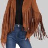 Brown Western Style Fringed Jacket