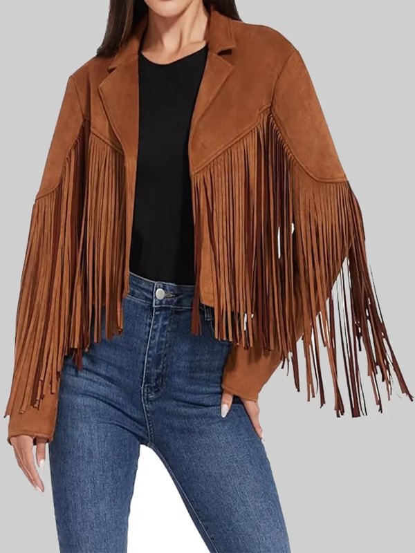 Brown Western Style Fringed Jacket