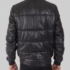 Mens Black Leather Puffer Jacket