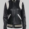 Men’s White and Black Leather Varsity Jacket