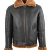 RAF Black B3 Bomber Brown Shearling Jacket