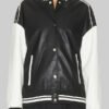 Women’s Black and White Leather Varsity Jacket