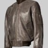 Women’s Brown Distressed Leather MA-1 Bomber Jacket