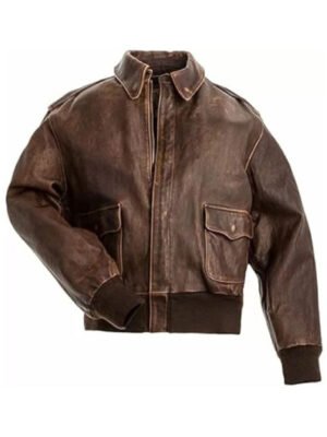 Aviator A2 Brown Distressed Bomber Jacket