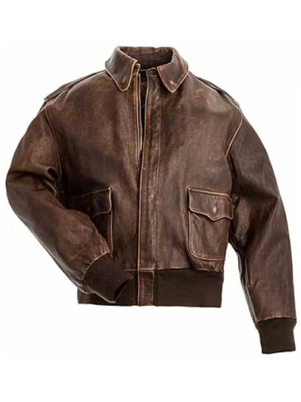 Aviator A2 Brown Distressed Bomber Jacket