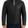 Men’s Classic Style Black Leather Quilted Jacket