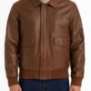 Men’s Plain Brown A2 Bomber Leather Jacket