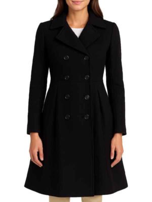 Women’s Black Double Breasted Wool Coat