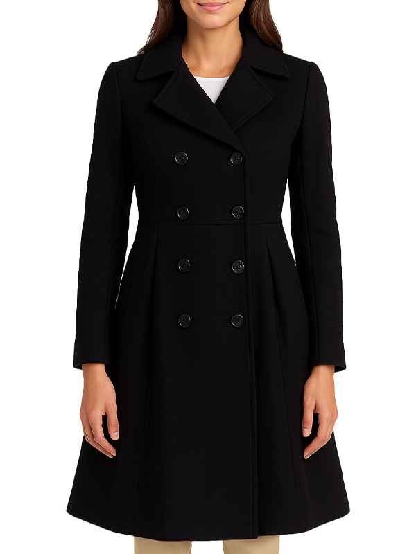 Women’s Black Double Breasted Wool Coat