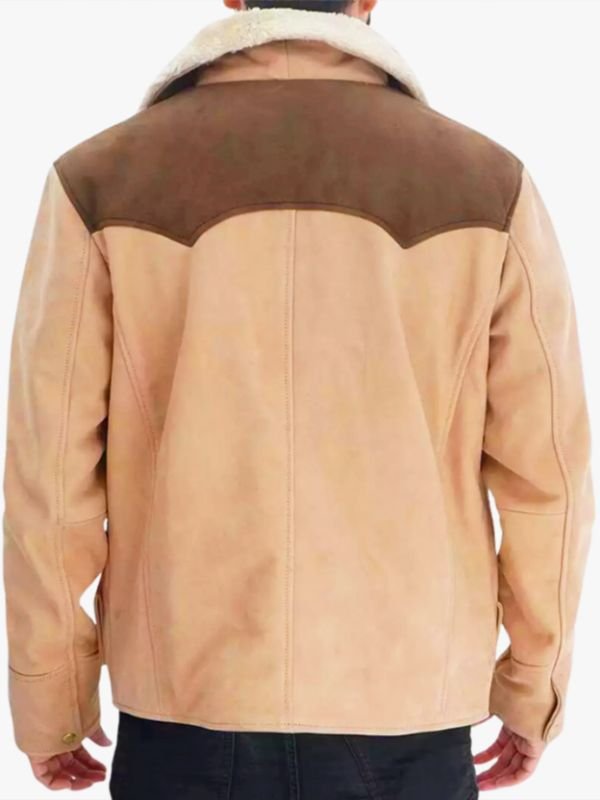 Men's Cowboy Brown Bomber Shearling Suede Leather Jacket
