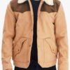 Men's Cowboy Brown Bomber Shearling Suede Leather Jacket