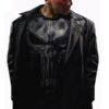 Jon Bernthal Punisher Black Leather Coat