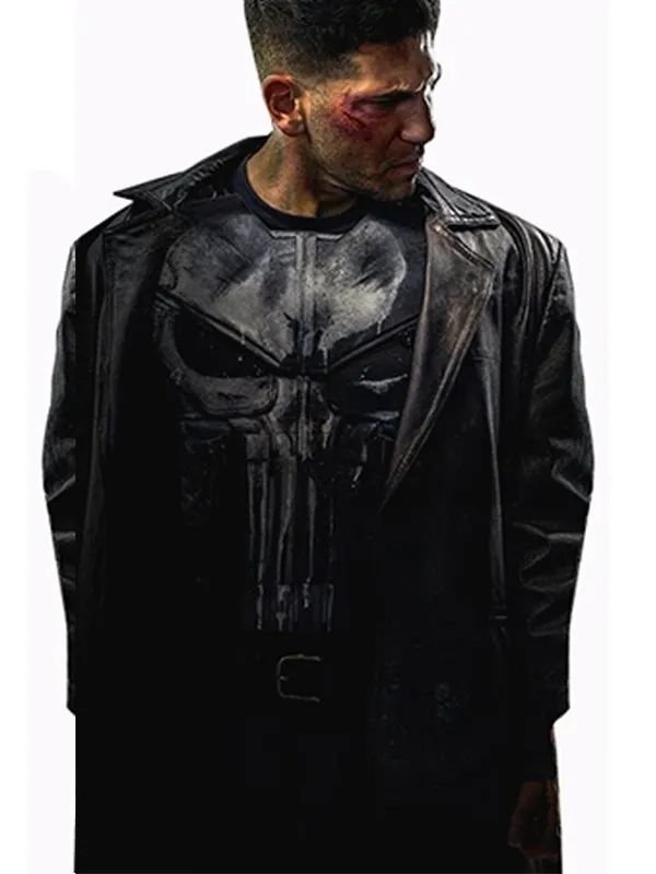 Jon Bernthal Punisher Black Leather Coat