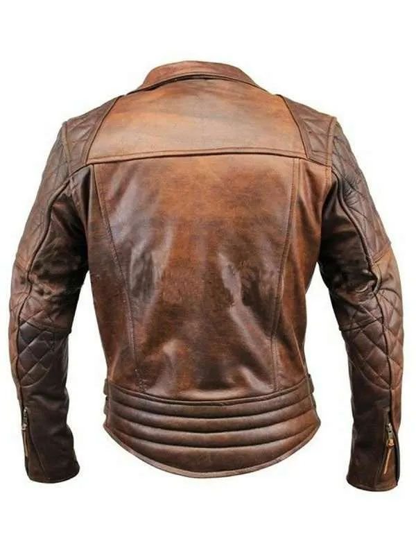 Men’s Brown Distressed Cafe Racer Leather Jacket
