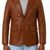 Men’s Brown Lapel Leather Blazer