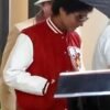 Michael 2026 Jaafar Jackson Red Varsity Jacket